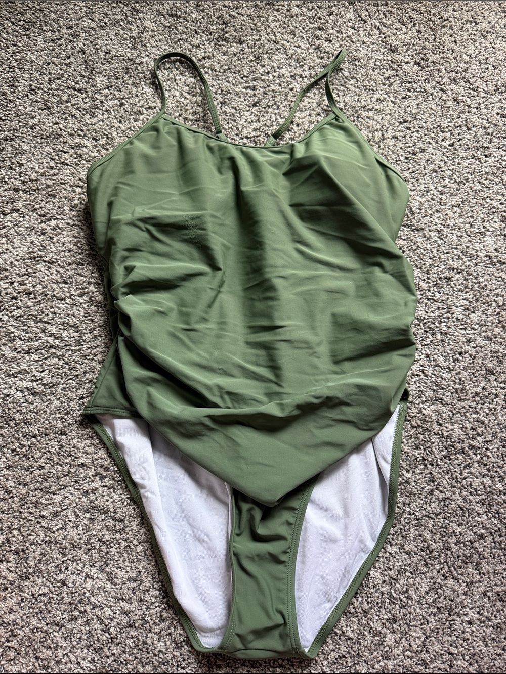 Women's Olive Green One-Piece Swimsuit with Adjustable Straps 2xl